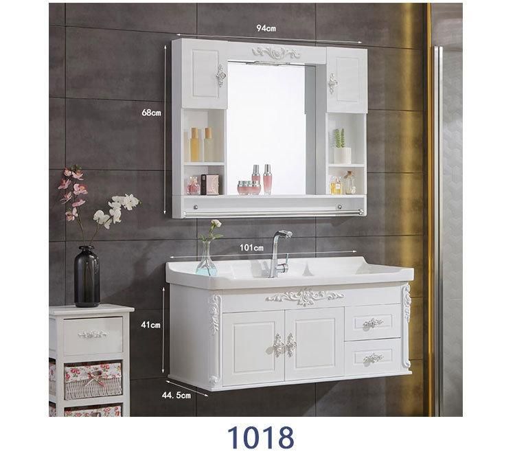 Wall Mount PVC Bathroom Vanity Cabinets with Doors and Drawers for Indian Market