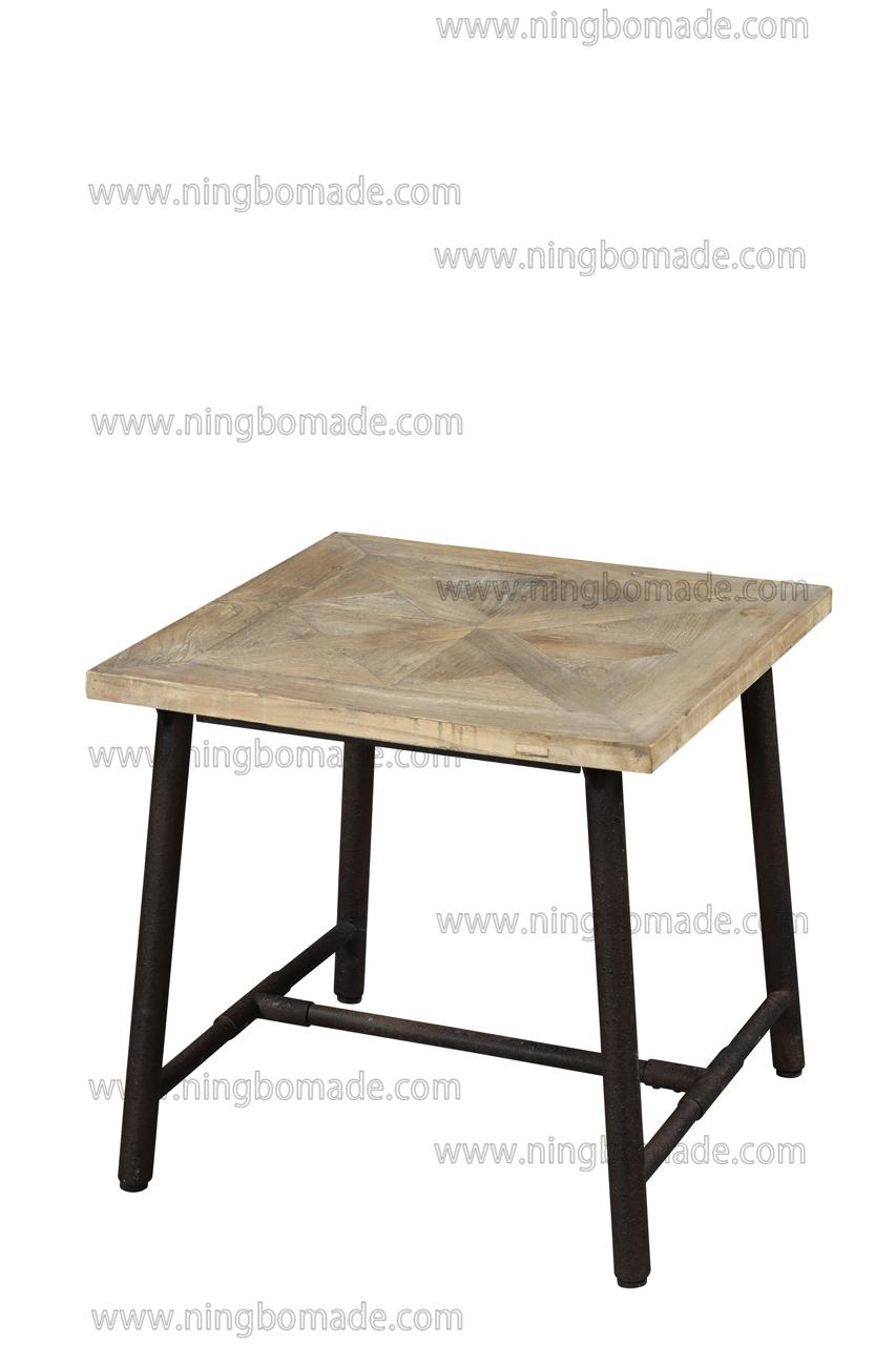 Nordic Modern Metal Furniture Natural Reclaimed Elm and Black Iron Square Corner Coffee Table