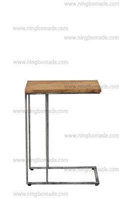 Nordic Modern Iron Furniture Natural Reclaimed Elm and Zinc Iron Corner Coffee Table