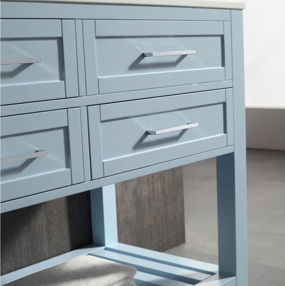 Light Blue Fashion Double Sink Bathroom Solid Wood Bathroom Cabinet