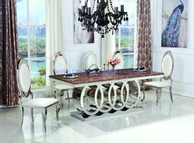 Popular Design Dining Table Stainless Steel Marble Top