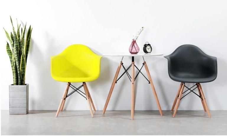Best Selling Plastic Hotel White Chair with Solid Wood Legs
