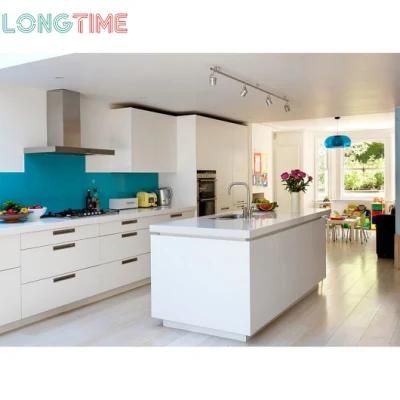 White Lacquer Kitchen Cabinet with Large Island