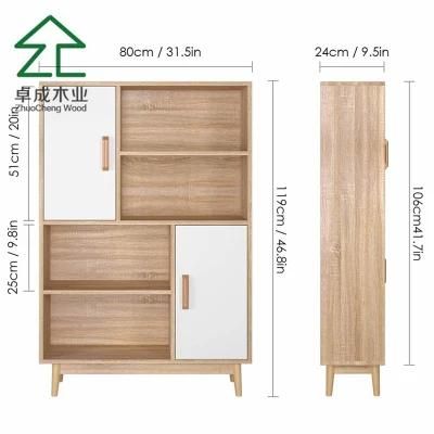 Wihte Color MDF Bookcase with 2 Doors