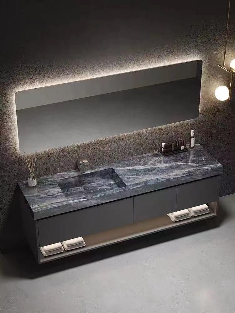 MDF Bathroom Cabinet with LED Illuminated Mirror Basin Cabinet Bathroom Furniture