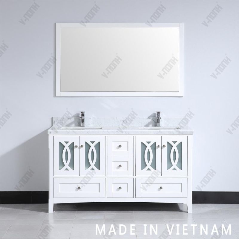 USA Style Double Sinks Freestanding Solid Wood Bath Cabinet Furniture
