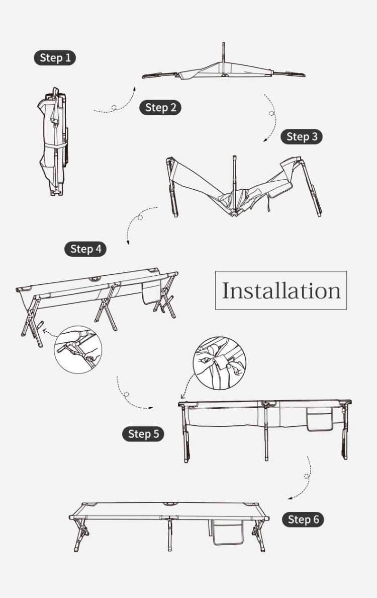 Aluminium Metal Outdoor Camping Hiking Folding Sleeping Cot Camp Bed for Adults