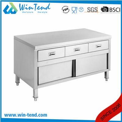 Commercial Kitchen Metal Drawer Storage Cabinet with Sliding Doors