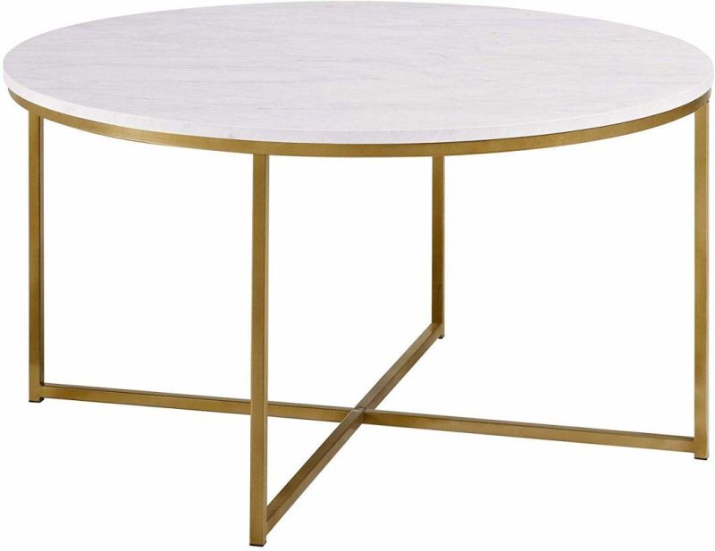 Marble Modern Round Coffee Accent Table Living Room