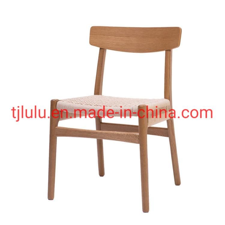New Arrival Modern Japanese Style Dining Room Hotel Restaurant Home Furniture Bistro Scandinavian Woven Rope Rattan Leisure Solid Wood Dining Chair