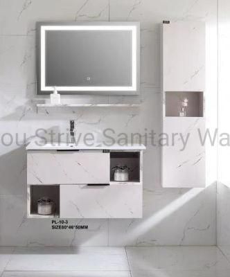Simple Light MDF Bathroom Cabinet with LED Mirror &amp; Ceramic Basin Bathroom Furniture
