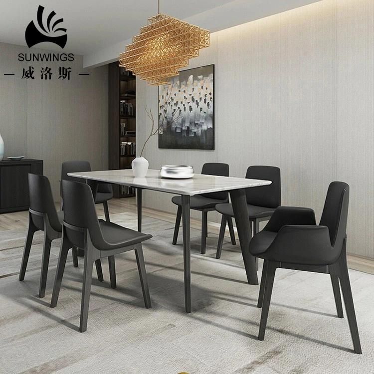 Elegant Black Painting Simple Dining Table Customized Doing Marble Top