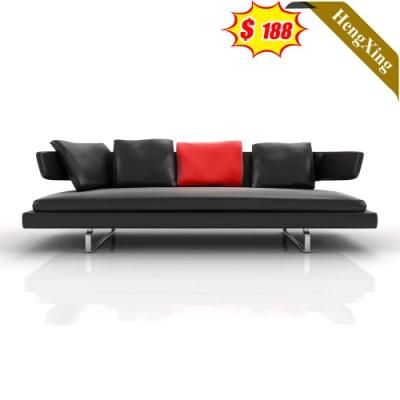 Modern Simple Office Home Furniture PU Leather 3-Seat Sofa High Density Sponge Sofas with Metal Legs