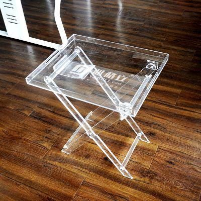 Factory Custom Clear Acrylic Folding Snack Tables with Stand Acrylic Decor Fordable Tray Table