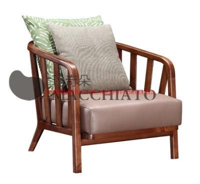 Modern Furniture Fabric Living Room Chair with Cushion Wooden Base
