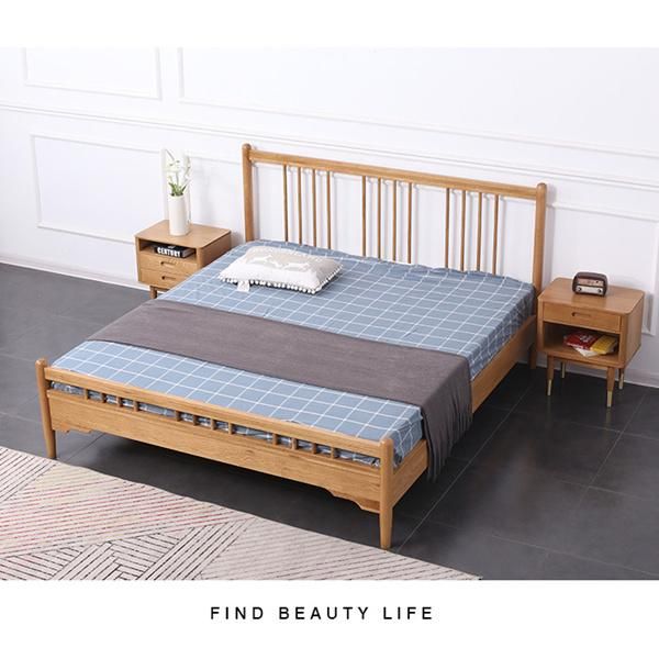 1.5, 1.8m Modern Solid Wood Double Bed Master Bedroom Furniture Bed
