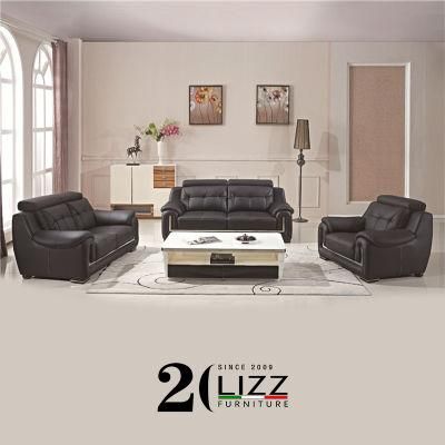 China Factory Modern Office Hotel Furniture Luxury Design Sectional Genuine Leather Sofa Set