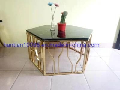 Amazing Urban Style Curved Coffee Table Polygonal Metal Stainless Steel Coffee Tables for Living Room End Table