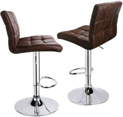 New Designed Modern Side Stool Leather Cushioned Seat Wholesale PU Leather Bar Chair Furniture with Footrest