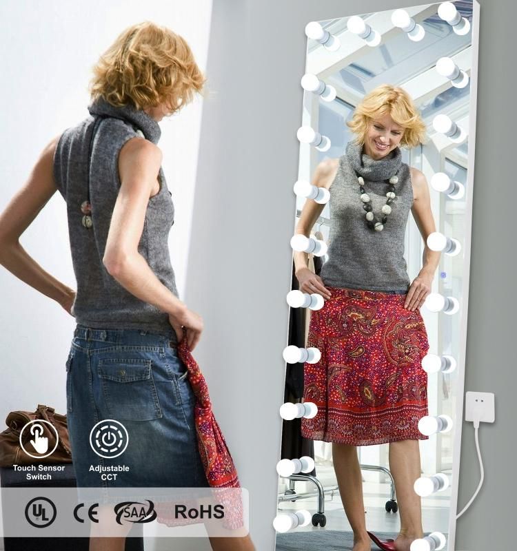 Customized Hollywood 22bulbs Floor Mirror Full Length Standing Mirrors