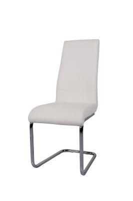 Wholesale Home Outdoor Office Furniture Chair High Back PU Back and Electroplated Round Steel Tube Leg Dining Chair