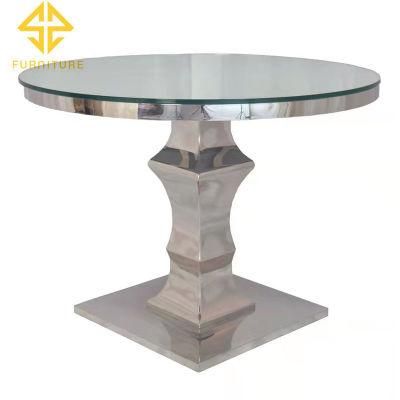 Hotel Hall 10 People Half Moon Shape Gold Stainless Steel Metal Tables and Chair