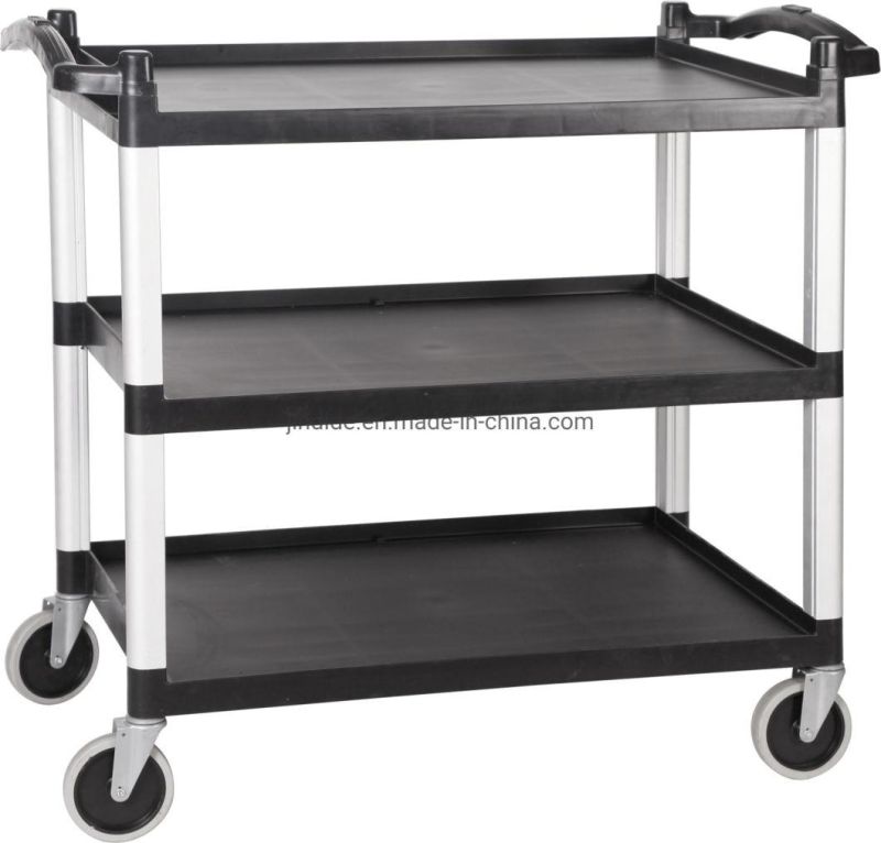 Commercial Hotel Restaurant Dining Hand 3 Tier Shelf Plastic Utility Cart Service Trolley for Kitchen