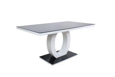Modern Dining Room Furniture Black Glass MDF Nordic High Gloss Luxury Dining Table for Home Outdoor Furniture