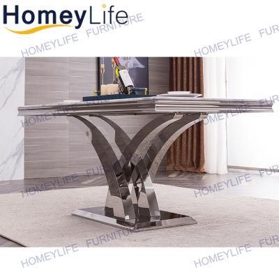 Scandinavian Modern Marble Stainless Steel Dining Tea Table for Bar Bistro
