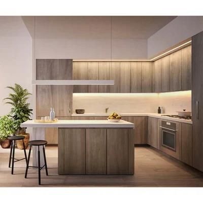 Wood Veneer Kitchen Cabinet Kitchen Furniture Design for Wholesales
