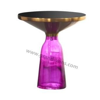 Modern European Style Glass Round Side Table Art Cafe Table