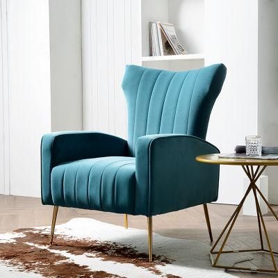 Modern Furniture Velvet Comfortable Sigle Sofa Accent Chair for Living Room Bedroom Blue Green