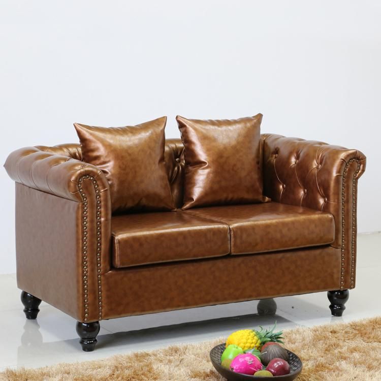 (SP-KS316) Modern Loveseat Tufted Leather Chesterfield Sofa