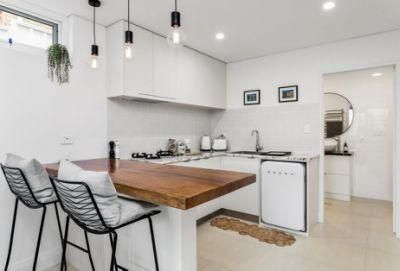 U-Shaped Furniture Simple Design PVC Finish Island Style Wooden Modular Kitchen Items Cabinets