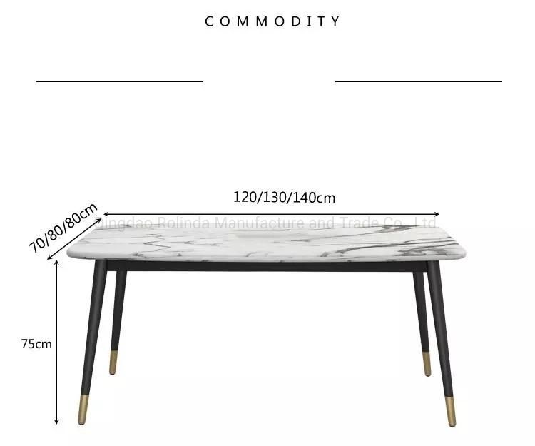 Whole Sale Nordic Modern Minimalist Marble Rectangular Dining Table and Chair Combination Small Apartment Household Dining Table