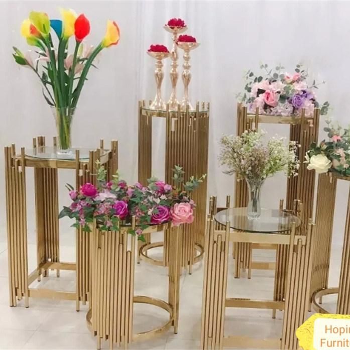 Hot Sale 1200 Glass/ Marble Round LED Light Party Dining Wedding Furniture Stainless Steel 1+6dining Table