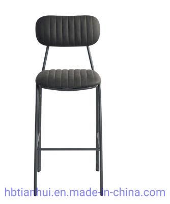 Modern Furniture Simple Style Bar Furniture Metal Frame PU Upholstery High Bar Stool Dining Chairs
