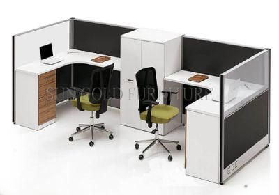 L Shape 2 Person Office Table, Office Desk with Cabinet, Office Work Table