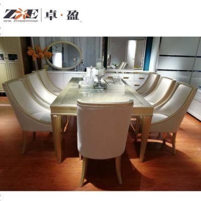 Modern Home Furniture Wooden Champange Gold Color Luxury Dining Table Set with Dining Cabinet