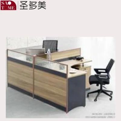 Office Furniture with Two-Person Wood Color Office Desk