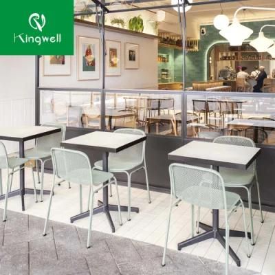 New Arrival Light Green Aluminum Mesh Chair for Modern Cafe Use