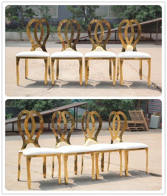 Stainless Steel Stackable Gold Banquet Chairs with White Cushion Yc-Zs39