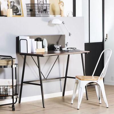 Industrial Clipoard Top Computer Writing Desk Study Office Laptop Table Home Working Dark Brown Office Desk with Bookcase