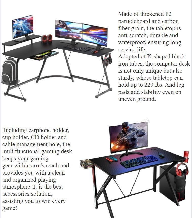 Nice Design Z-Shape K-Shape L-Shape Gaming Table New Modern Office Home Funriture Gaming Desk Furniture Rbg Gaming Table Electric Gaming Desk