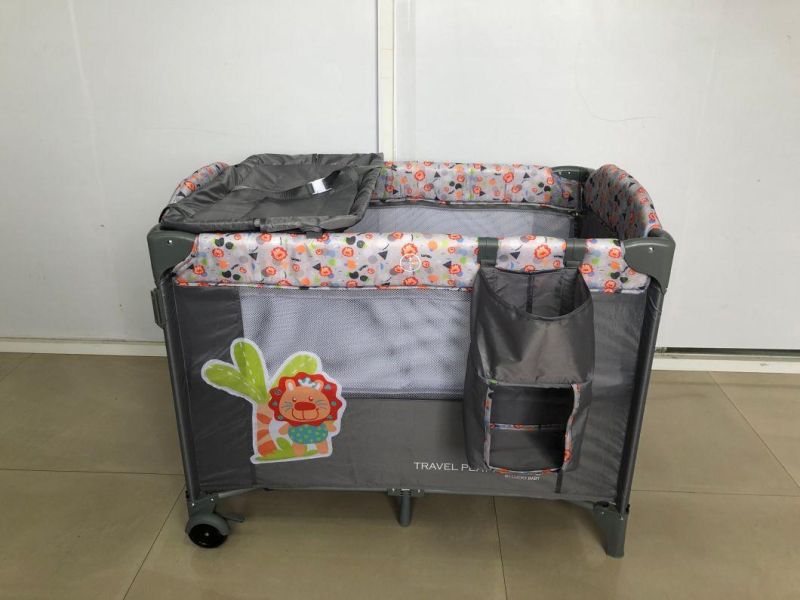 Modern Bedside Foldable Latest Fence Music Mosquito Travel Playpen Game Cot Crib Yard Wheels Baby Play Mat Bed