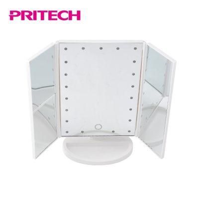 Pritech Foldable Desktop Cosmetic Makeup Mirror with LED Light