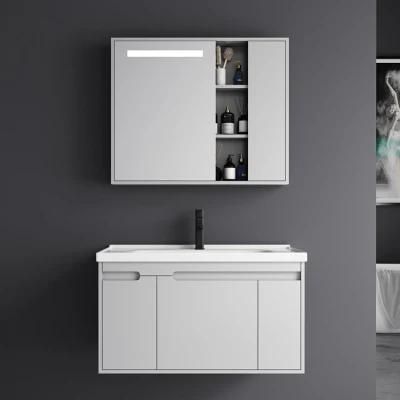 Amazon Hot Selling Modern PVC Bathroom Cabinet Vanity Set with Ceramic Sink Mirror From Factory Directly