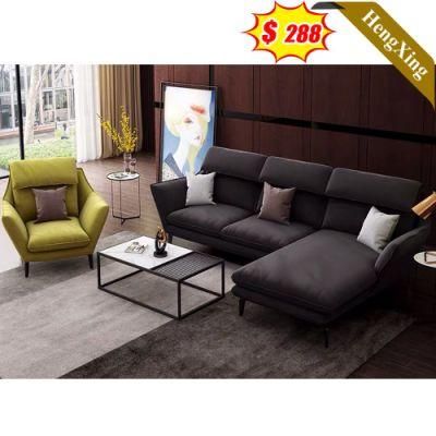 Classic Simple Design Home Furniture Living Room L Shape Sofas Couch Black Fabric Sofa