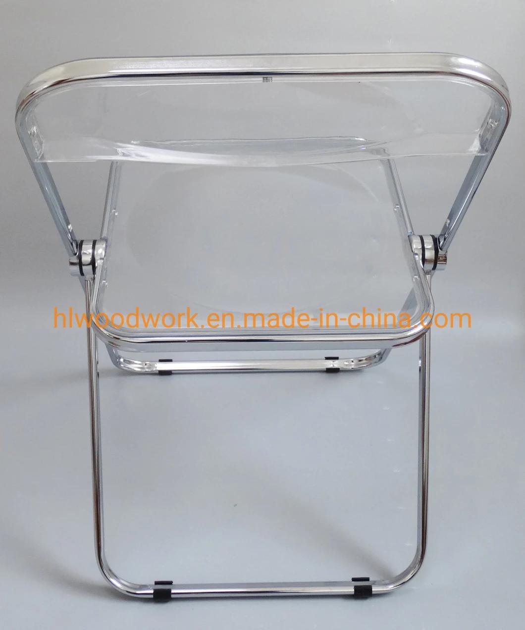 Modern Transparent Brown Folding Chair PC Plastic Dining Room Chair Chrome Frame Office Bar Dining Leisure Banquet Wedding Meeting Chair Plastic Dining Chair