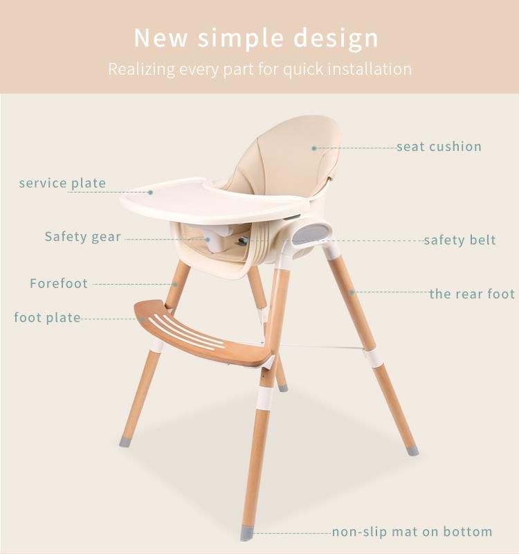 Baby High Chair Baby Feeding Chair Wooden Multi-Functional Dinning Chair